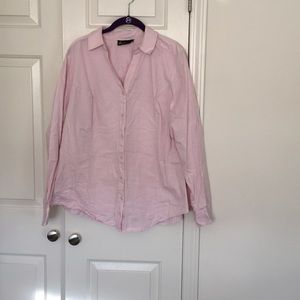 Pink button down with subtle herringbone print